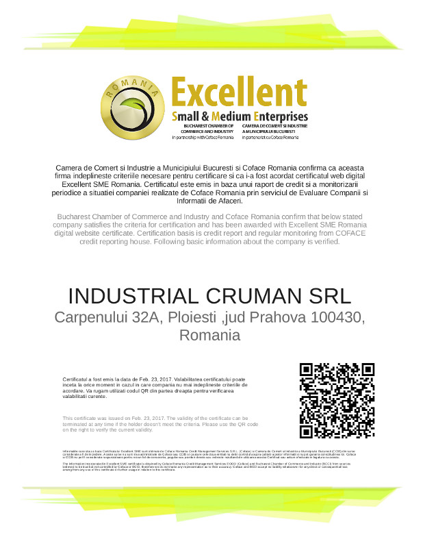 Certificat “Excellent SME”